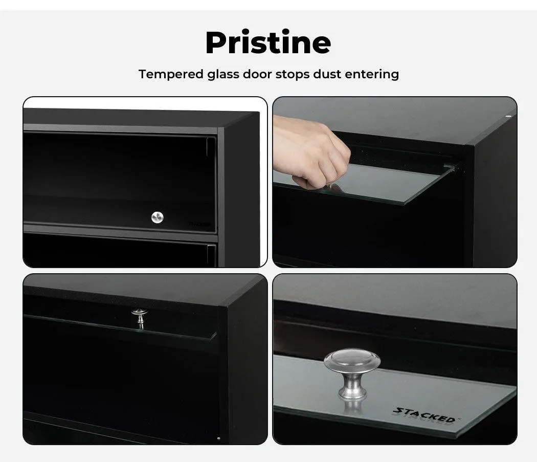 Stacked LED Shoes Storage Cabinet - Black