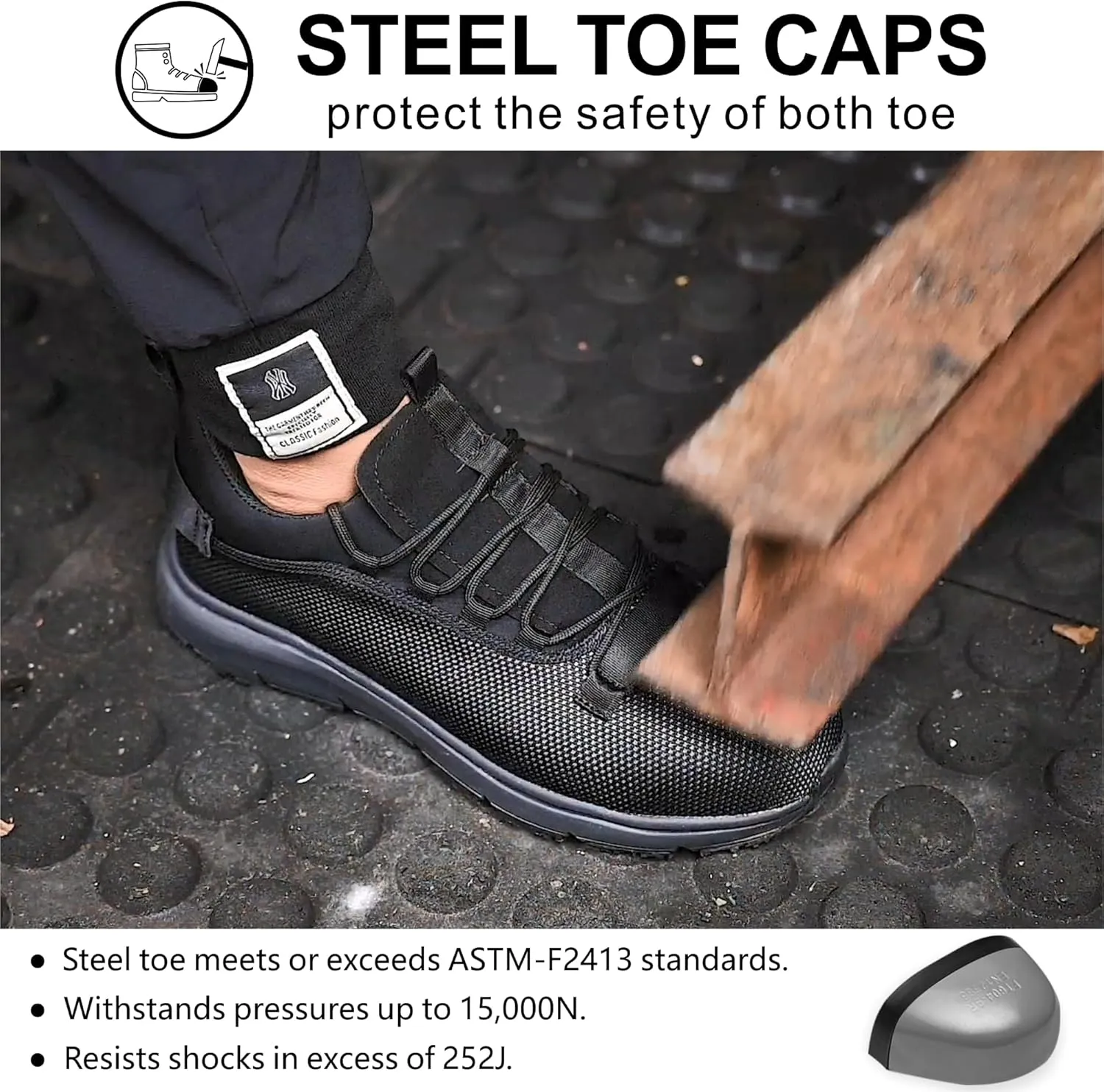 Steel Toe Non Slip Work Shoes for Men Women丨Waterproof Lightweight Safety Sneakers