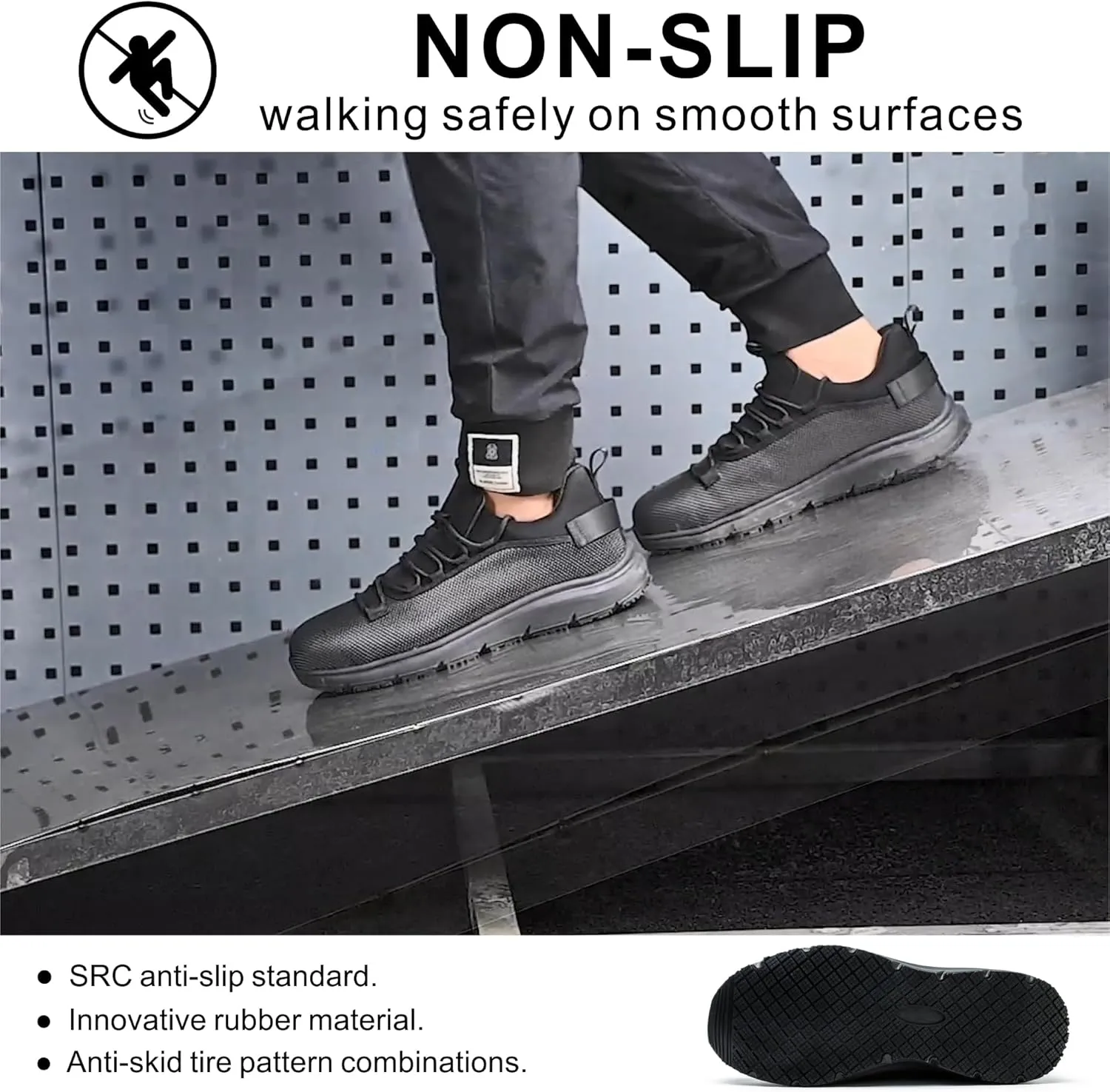 Steel Toe Non Slip Work Shoes for Men Women丨Waterproof Lightweight Safety Sneakers
