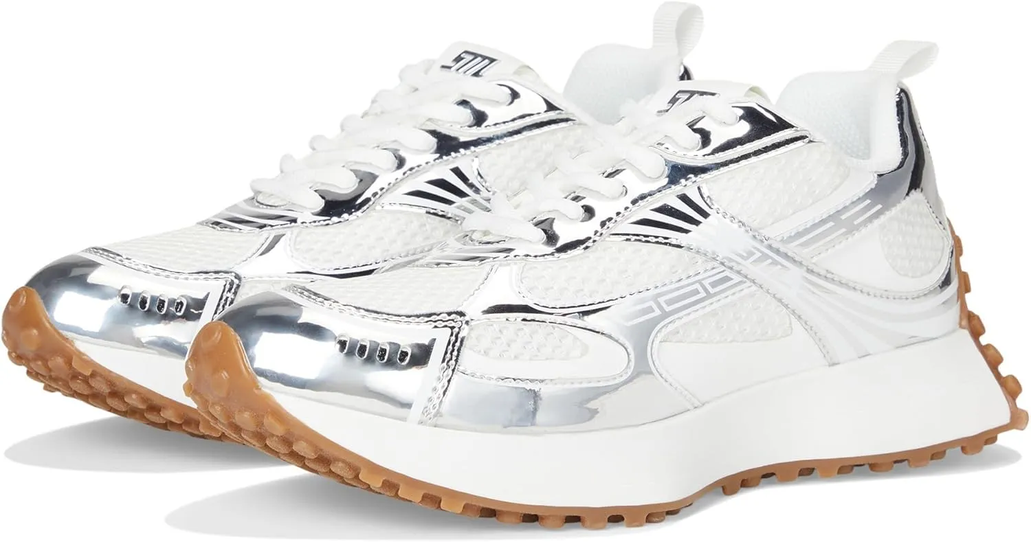Steve Madden Women's Cyclone Sneaker, Silver, 8