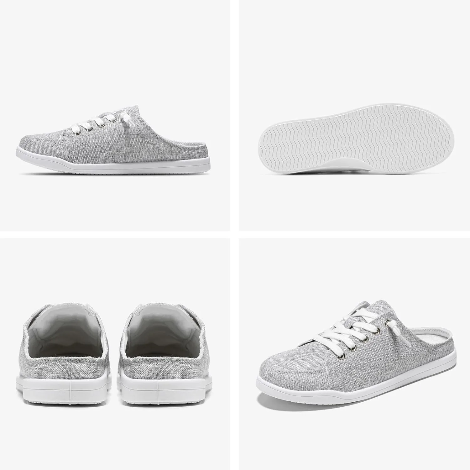 STQ Canvas Shoes for Women Slip on Mules Blackless Casual Sneakers Arch Support Tennis Shoes Iron Grey Size 7.5