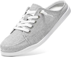 STQ Canvas Shoes for Women Slip on Mules Blackless Casual Sneakers Arch Support Tennis Shoes Iron Grey Size 7.5