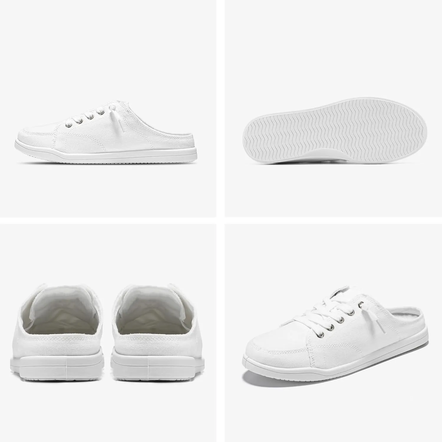 STQ White Slip On Shoes for Women Memory Foam Casual Backless Fashion Canvas Tennis Sneakers, Vanilla White Size 7