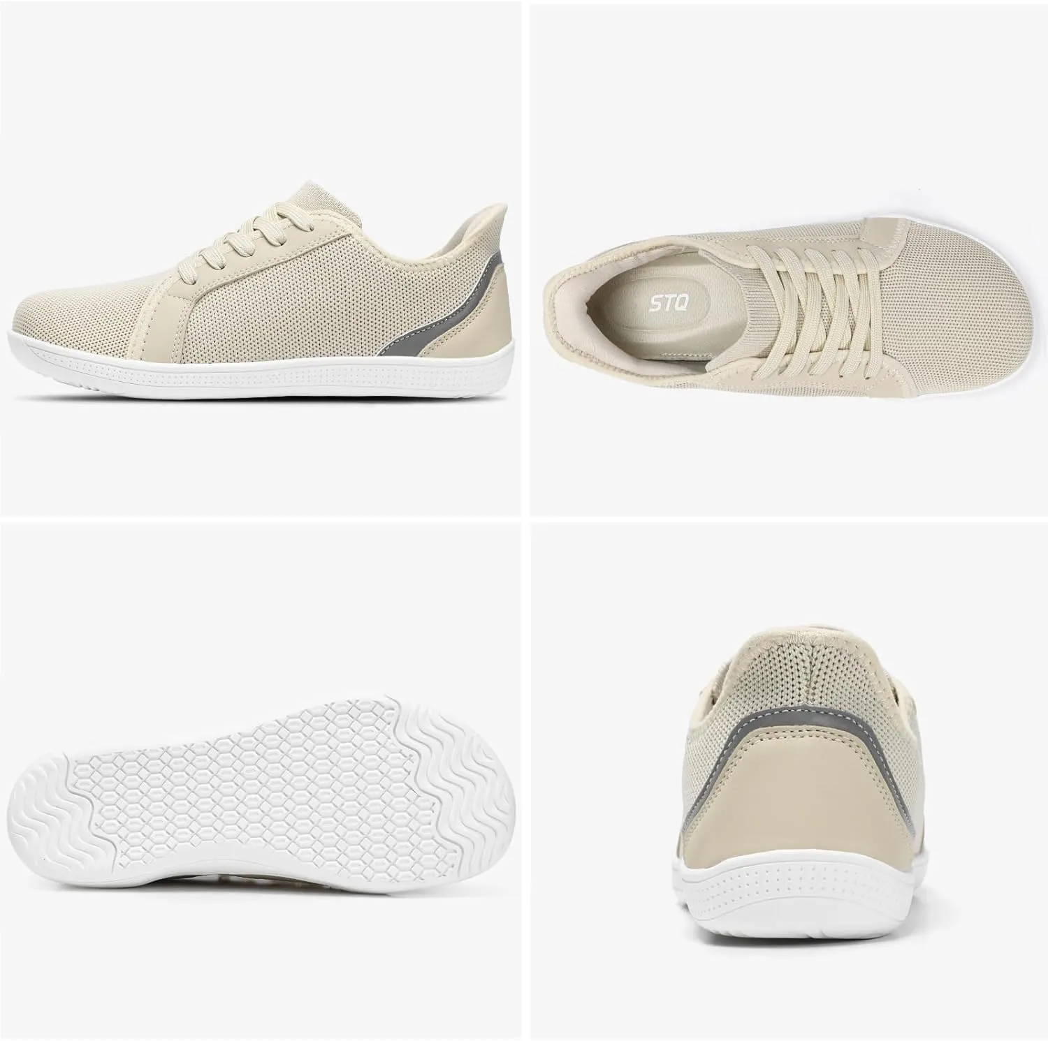 STQ Wide Toe Box Barefoot Shoes Women Zero Drop Minimalist Walking Tennis Sneakers Athletic Crossfit Workout Gym Training Grounded Shoes