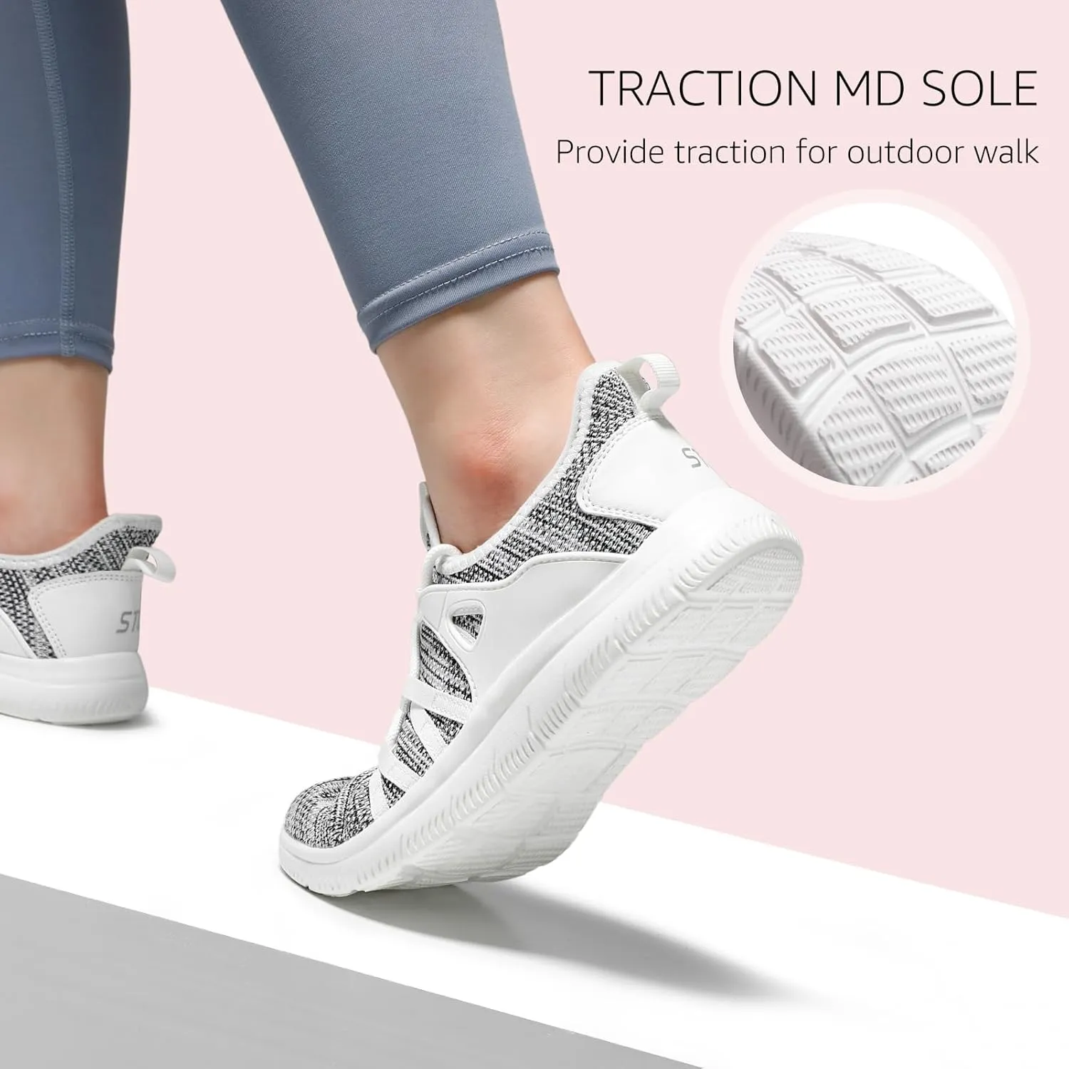 STQ Womens Slip on Sneakers Breathable Tennis Arch Support Comfortable Walking Shoes Plantar Fasciitis Orthopedic Workout Gym Cross Training Athletic Standing