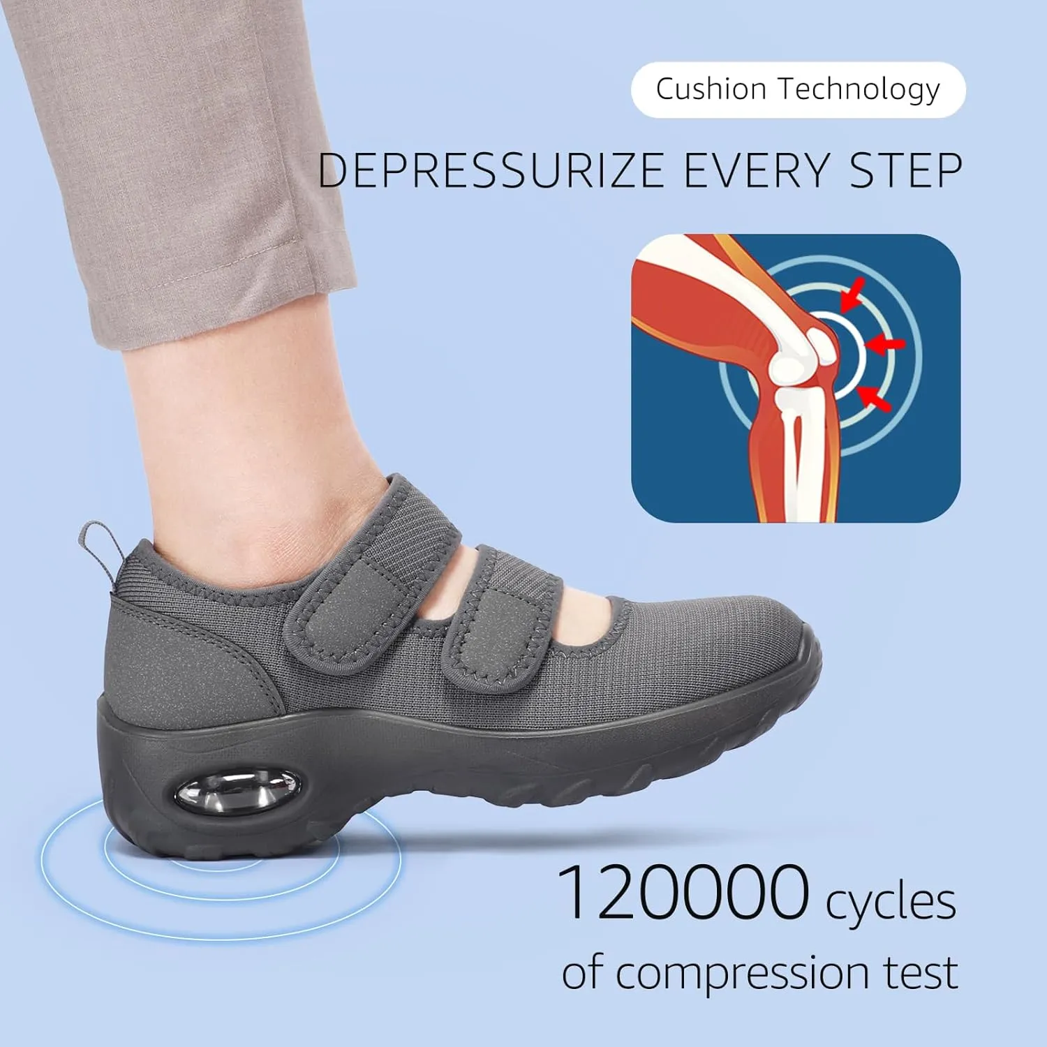 STQ Womens Walking Shoes Non Slip Orthopedic Shoes Adjustable Diabetic Shoes Comfort Mary Jane Shoe
