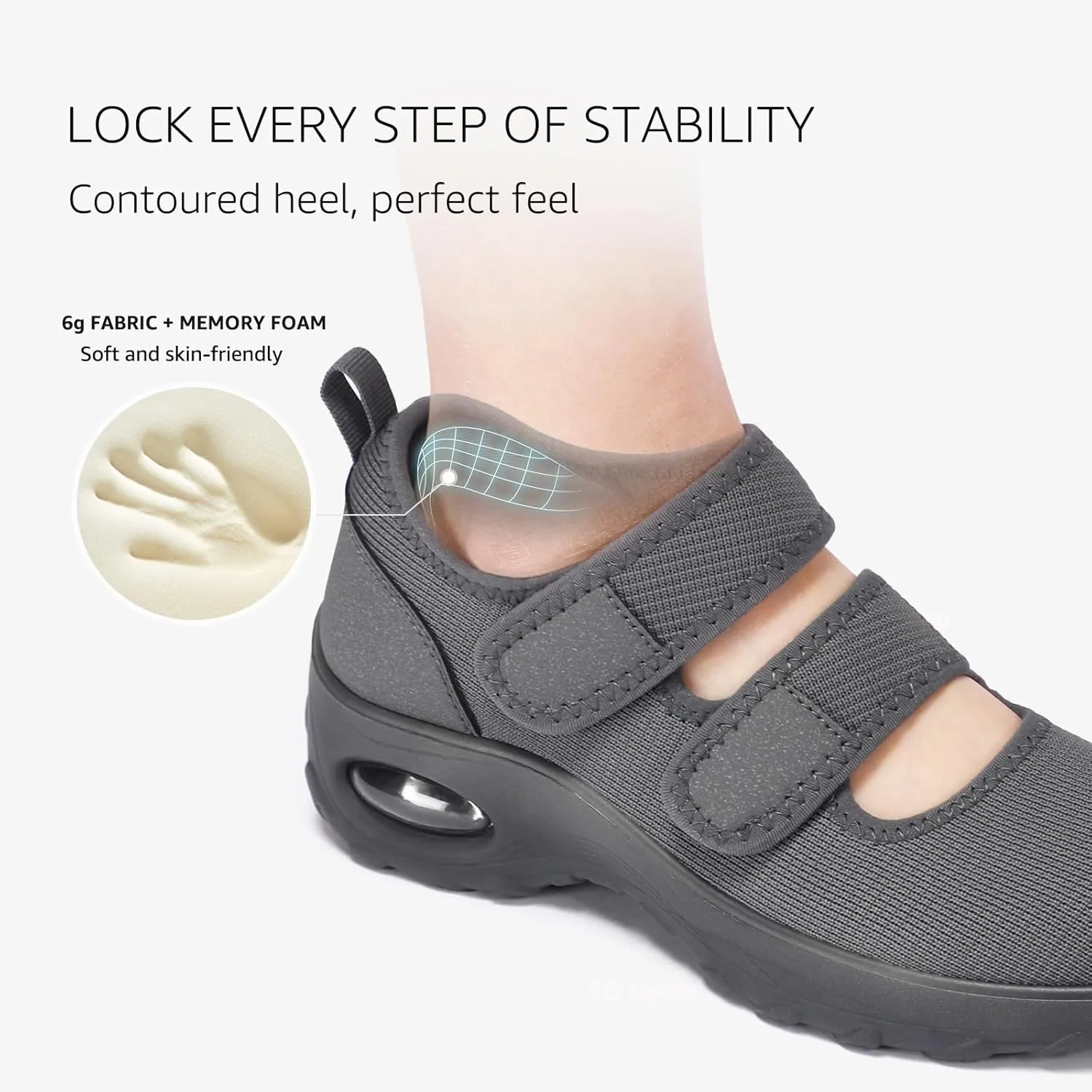 STQ Womens Walking Shoes Non Slip Orthopedic Shoes Adjustable Diabetic Shoes Comfort Mary Jane Shoe