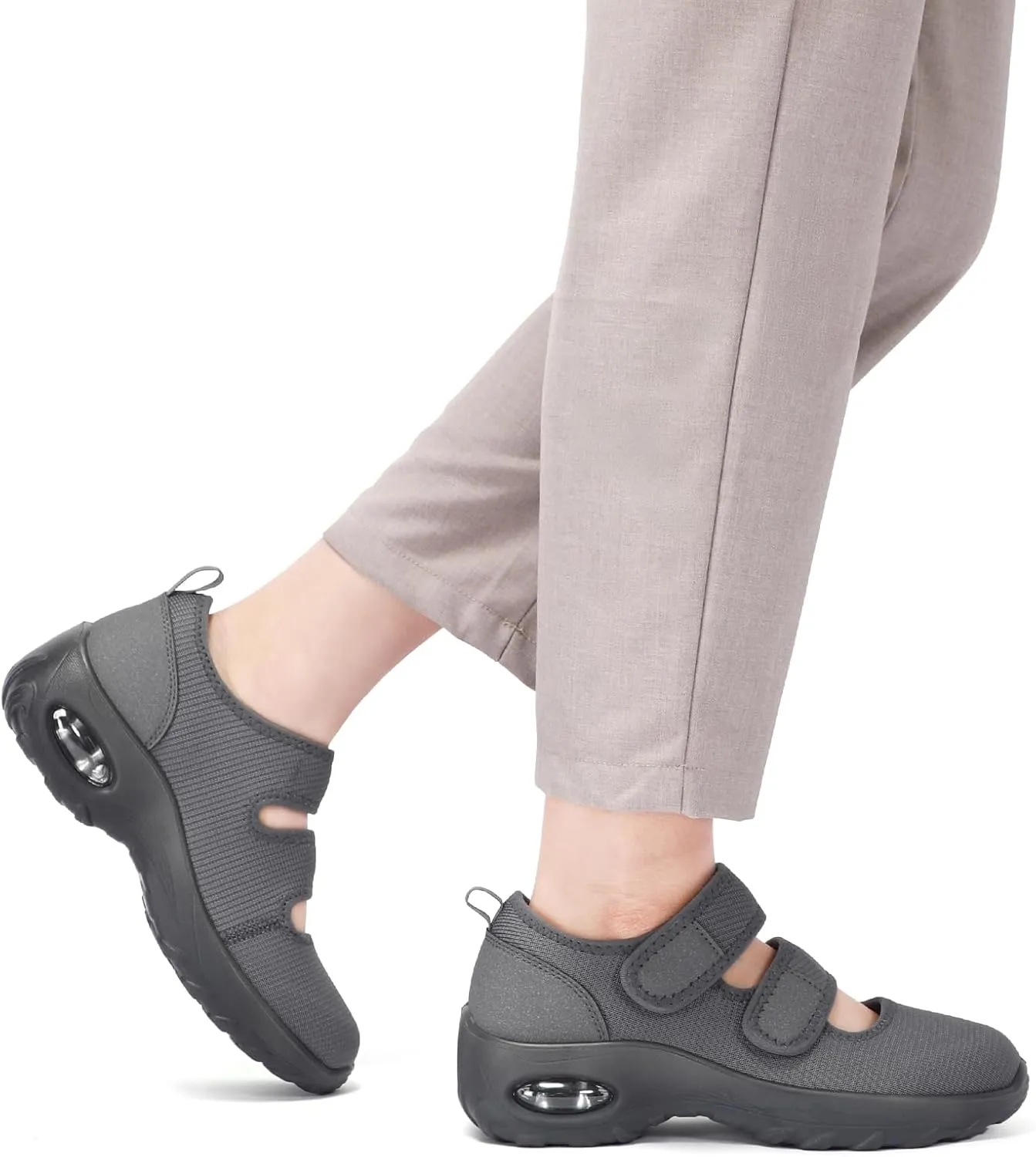 STQ Womens Walking Shoes Non Slip Orthopedic Shoes Adjustable Diabetic Shoes Comfort Mary Jane Shoe