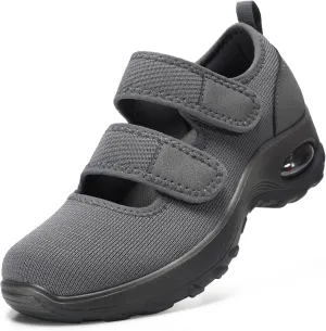 STQ Womens Walking Shoes Non Slip Orthopedic Shoes Adjustable Diabetic Shoes Comfort Mary Jane Shoe