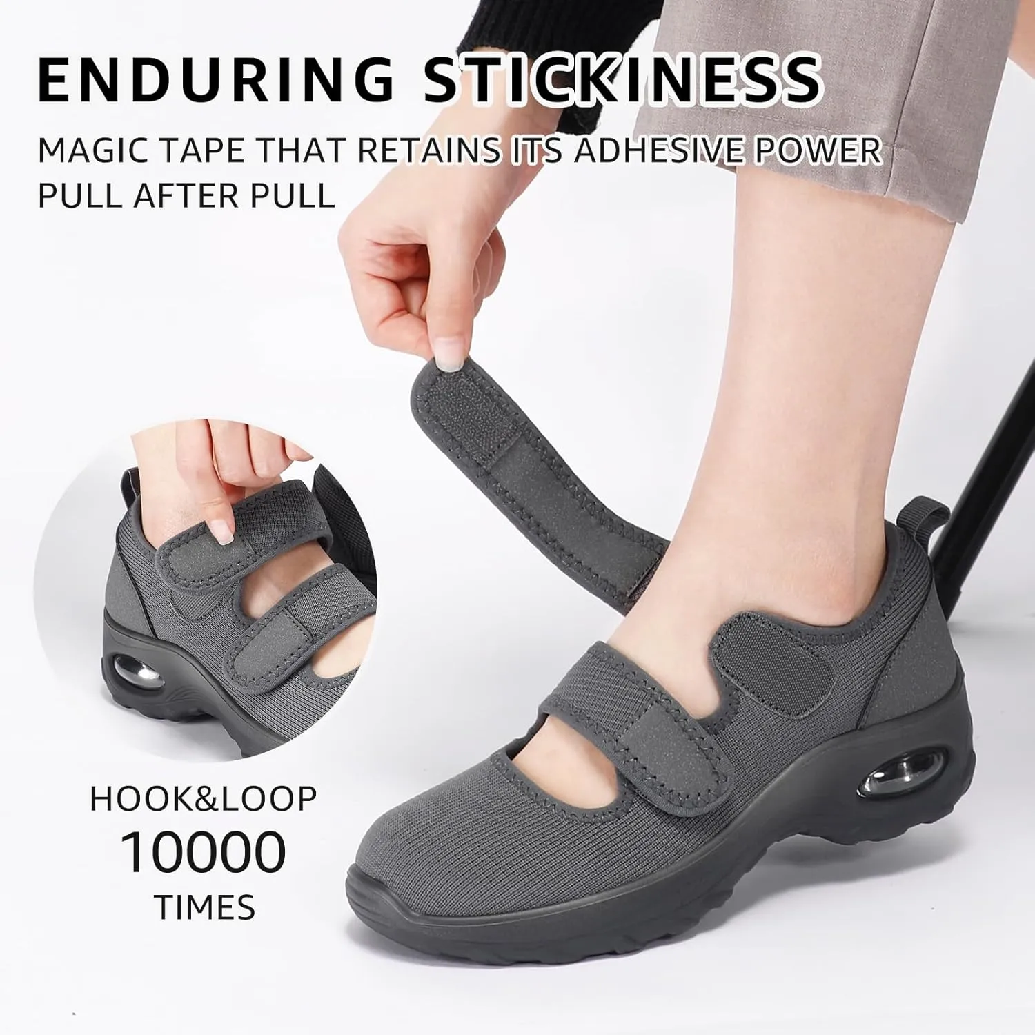 STQ Womens Walking Shoes Non Slip Orthopedic Shoes Adjustable Diabetic Shoes Comfort Mary Jane Shoe