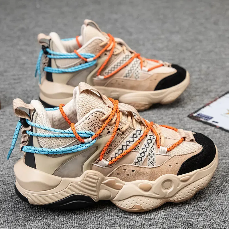 Stylish High-Top Color-Block Men's Sneakers