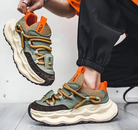 Stylish High-Top Color-Block Men's Sneakers