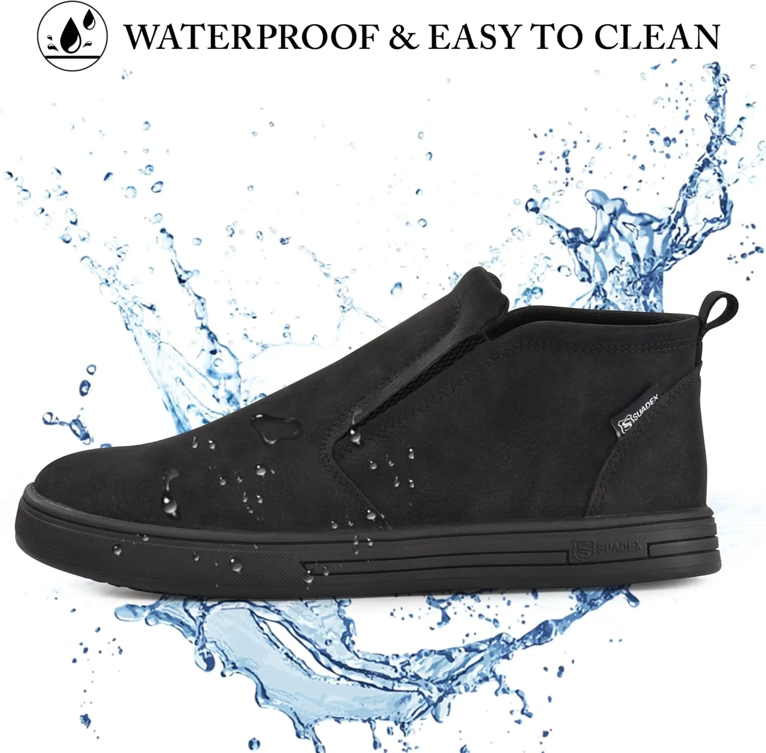 SUADEX Slip On Non Slip Work Shoes for Men,Mens Waterproof Lightweight Food Service Walking Sneakers Chef Shoes Comfortable Safety Footwear
