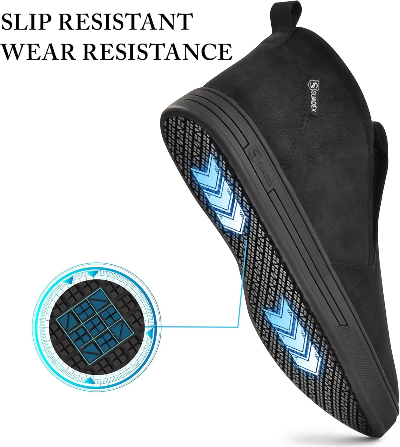 SUADEX Slip On Non Slip Work Shoes for Men,Mens Waterproof Lightweight Food Service Walking Sneakers Chef Shoes Comfortable Safety Footwear