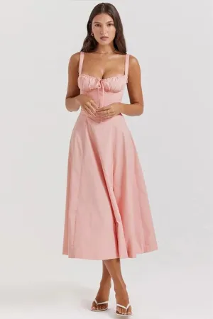 SUNHEART SUNSET LACE UP DRESS - PINK