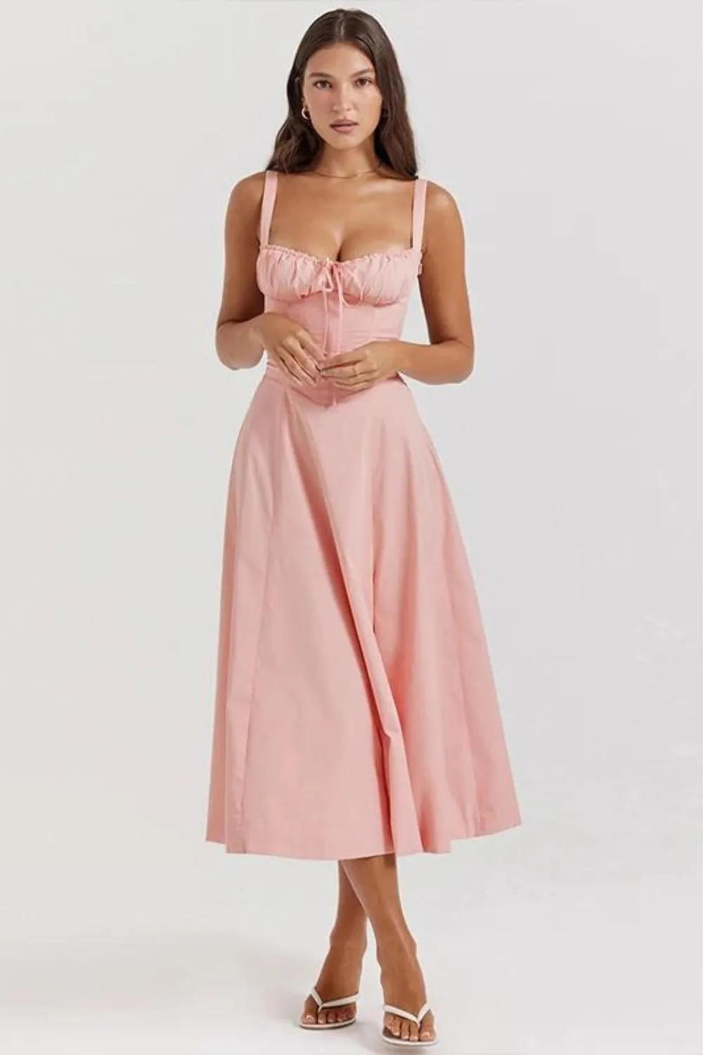 SUNHEART SUNSET LACE UP DRESS - PINK