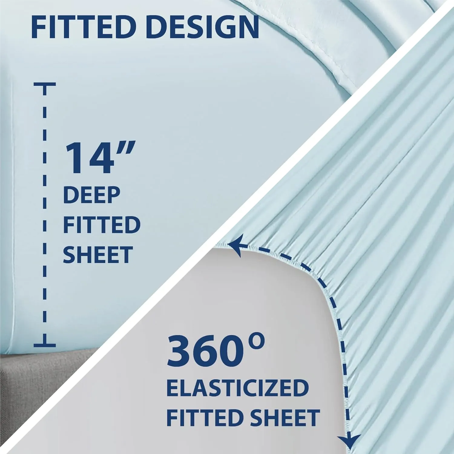 Swift Home Smart Sheets, Ultra Soft Brushed Microfiber 4-Piece Sheet Set, Fitted Bed Sheet with Side Storage Pockets – Aqua, King