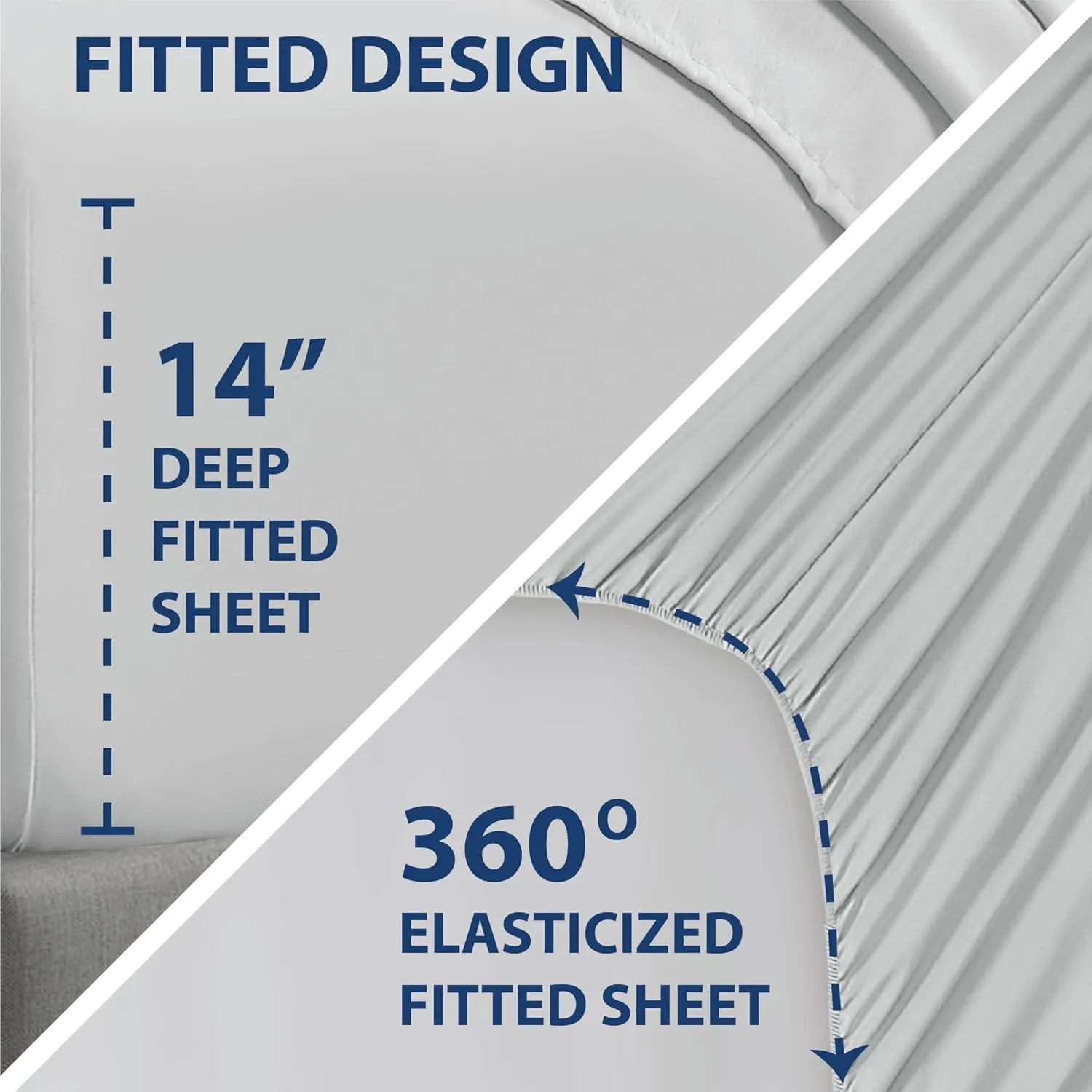 Swift Home Smart Sheets, Ultra Soft Brushed Microfiber 4-Piece Sheet Set, Fitted Bed Sheet with Side Storage Pockets – Silver, King