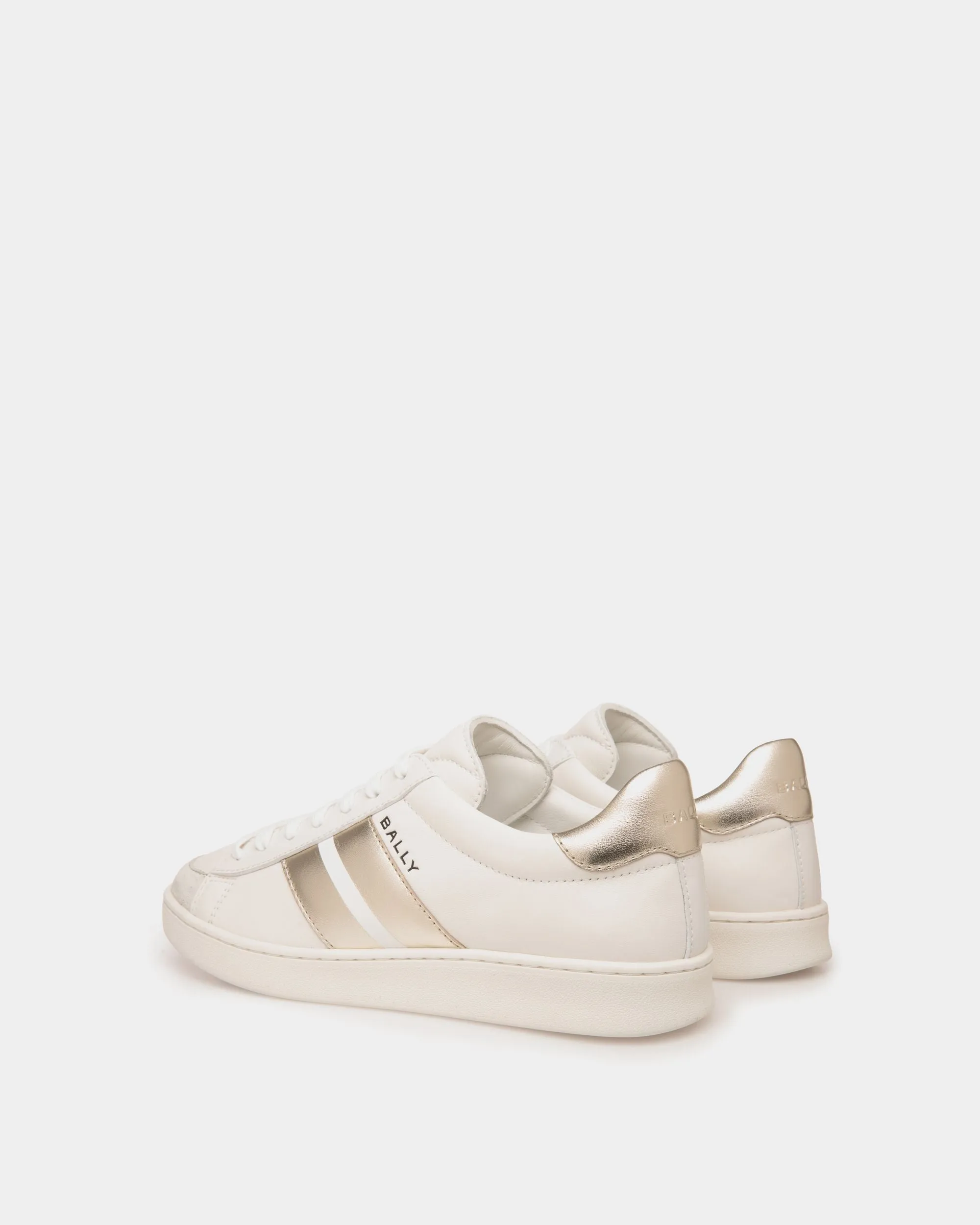 Tennis Sneaker In White And Gold Leather