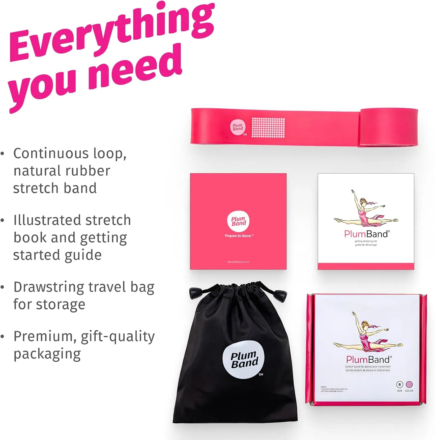 The PlumBand Stretch Band for Dance and Ballet – Premium Gift-Ready Package - Sizes for Kids & Adults – Improve Your Splits, Flexibility and Strength with Stretching