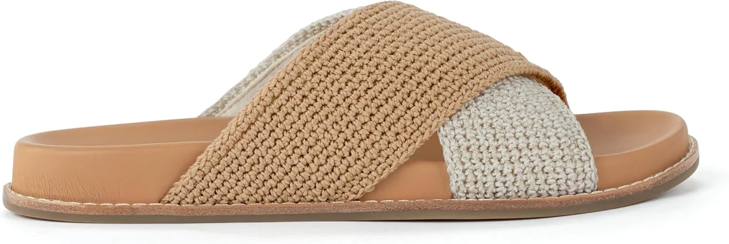 The Sak Penelope Slide Sandal - Women's Flat Fashion Slides with Soft Cushion Sole -Hand Crochet Slip On Sandals For Everyday