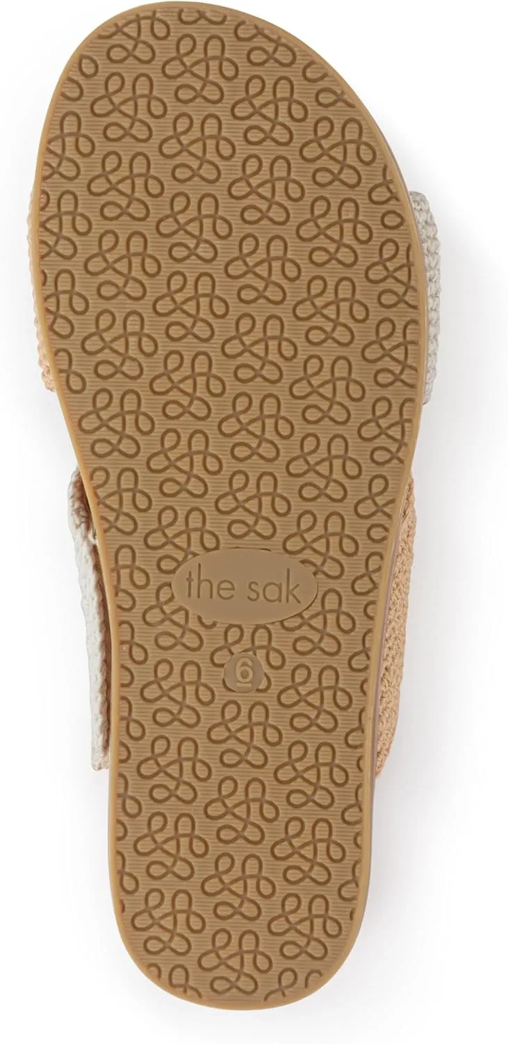 The Sak Penelope Slide Sandal - Women's Flat Fashion Slides with Soft Cushion Sole -Hand Crochet Slip On Sandals For Everyday