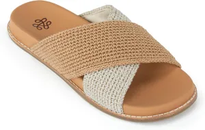 The Sak Penelope Slide Sandal - Women's Flat Fashion Slides with Soft Cushion Sole -Hand Crochet Slip On Sandals For Everyday