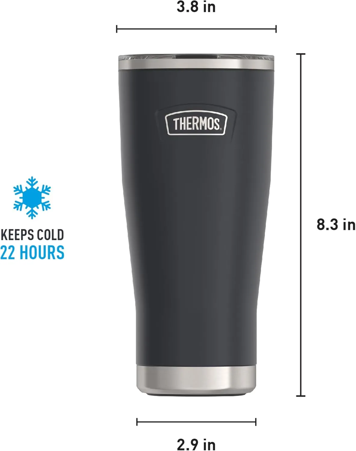 THERMOS ICON SERIES Stainless Steel Cold Tumbler with Slide Lock, 24 Ounce, Granite