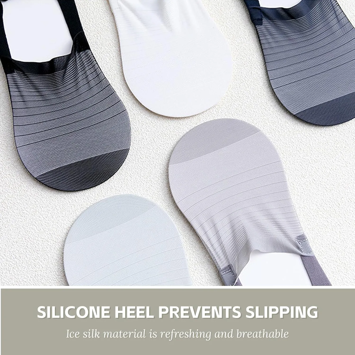 Thin No Show Socks Womens & Men, Invisible Ice Silk Socks, Low Cut Liner Non Slip Socks, loafers Socks