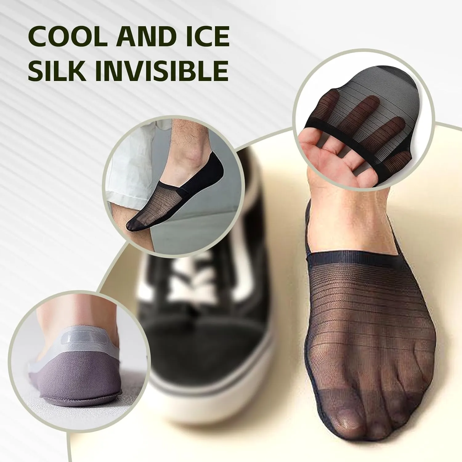 Thin No Show Socks Womens & Men, Invisible Ice Silk Socks, Low Cut Liner Non Slip Socks, loafers Socks