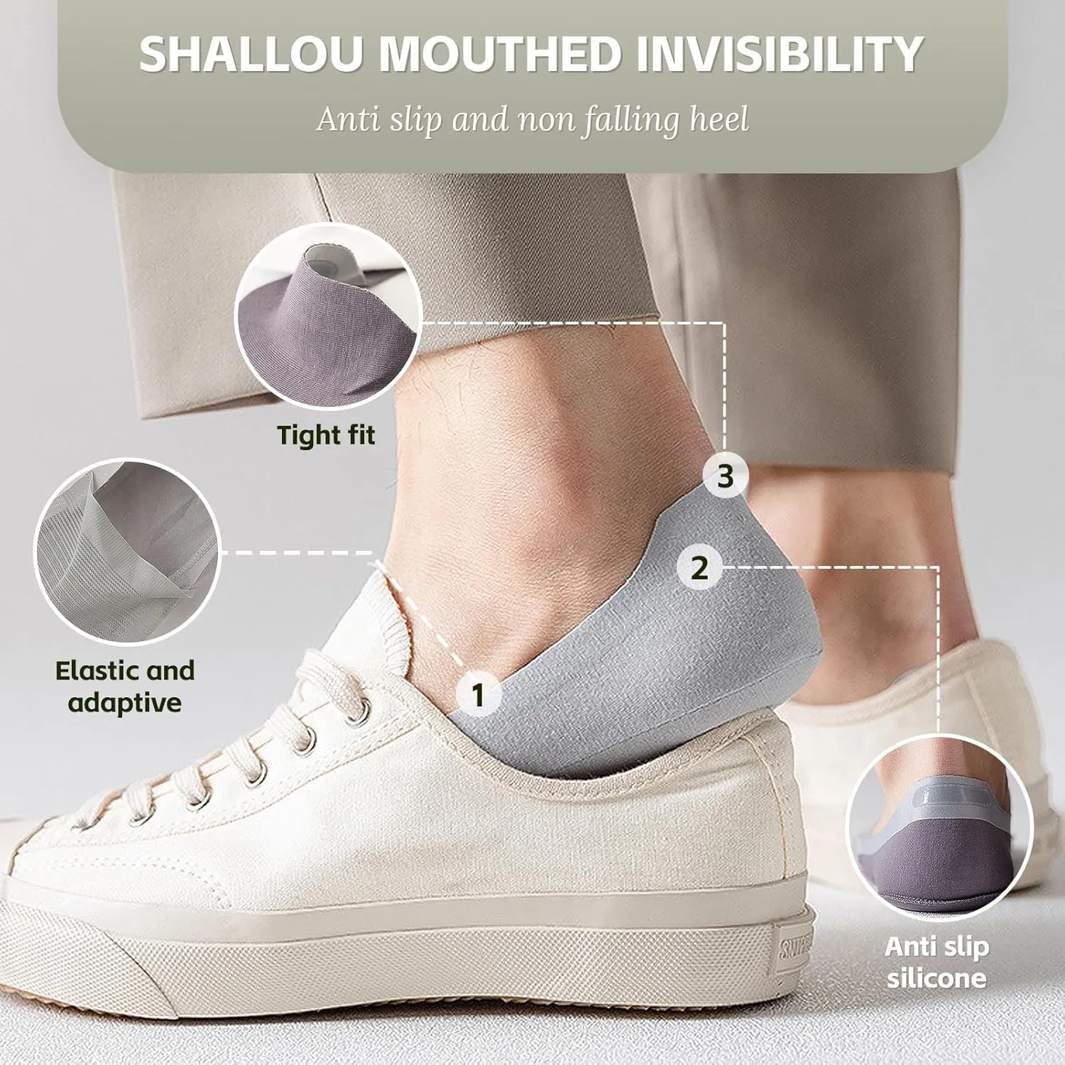 Thin No Show Socks Womens & Men, Invisible Ice Silk Socks, Low Cut Liner Non Slip Socks, loafers Socks