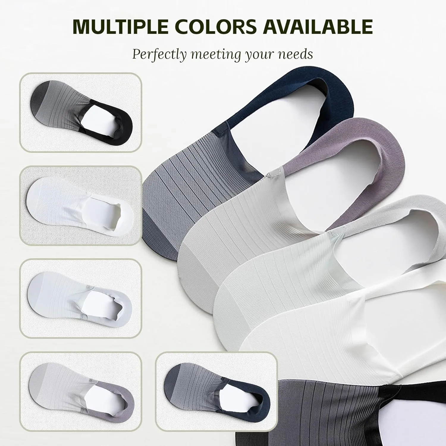 Thin No Show Socks Womens & Men, Invisible Ice Silk Socks, Low Cut Liner Non Slip Socks, loafers Socks