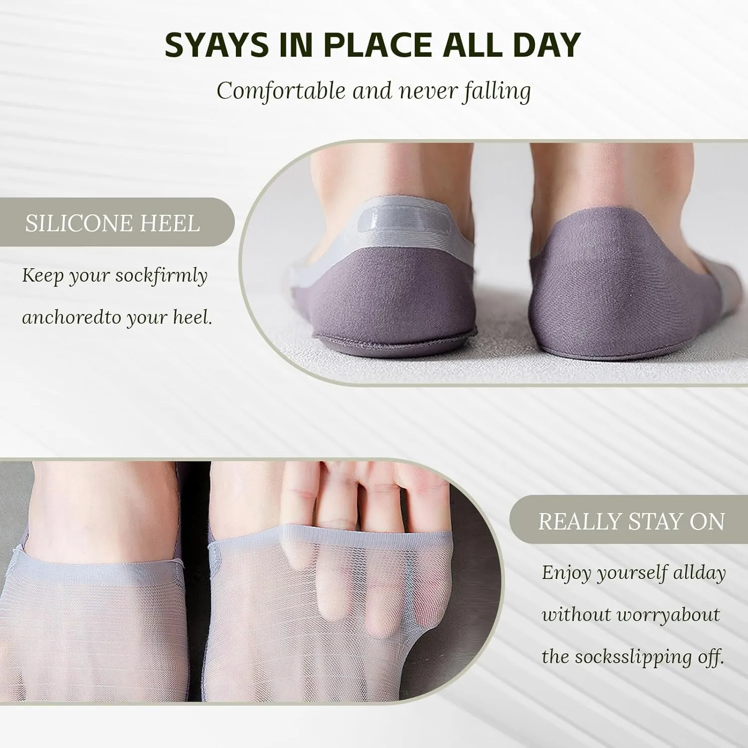 Thin No Show Socks Womens & Men, Invisible Ice Silk Socks, Low Cut Liner Non Slip Socks, loafers Socks