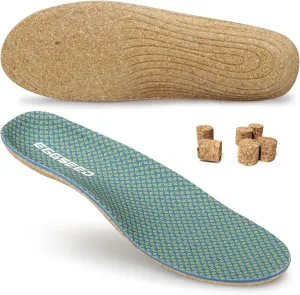 Thin Plantar Fasciitis Insoles, Arch Support Soft Breathable Cork Orthotic Shoe Inserts for Heel Pain Relief and Flat Foot, Anti Fatigue Work Insert （Men 7-8.5/Women 8-9.5）