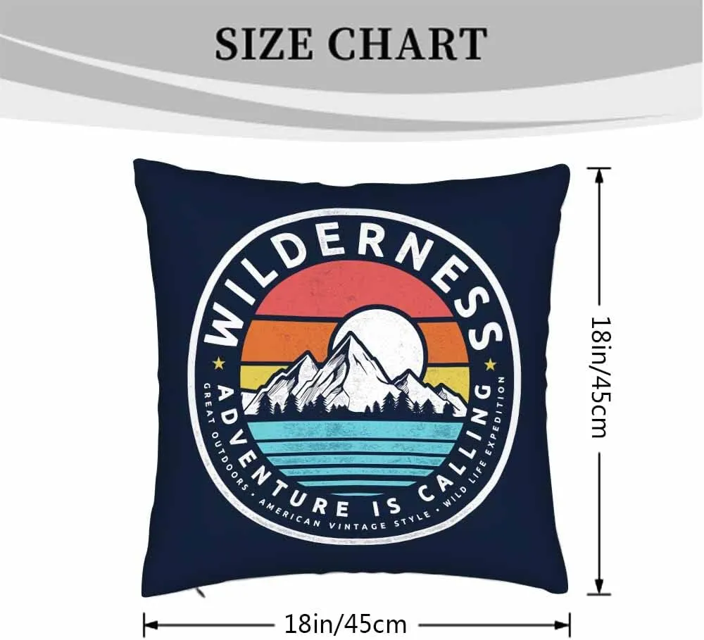 Throw Pillow Covers Wilderness Adventure is Calling Mountain Logo Great Outdoors Expedition Pillowcase Decor for Room Bed Chair,18X8 Inch Set of 2