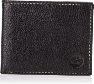 Timberland Men's Leather Wallet With Attached Flip Pocket, Black (Sportz), One Size