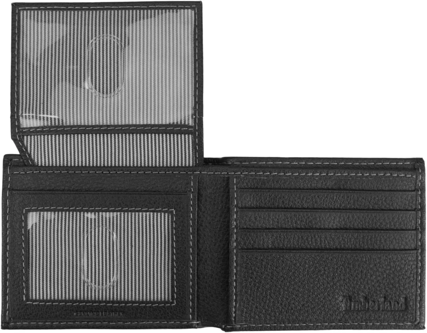 Timberland Men's Leather Wallet With Attached Flip Pocket, Black (Sportz), One Size