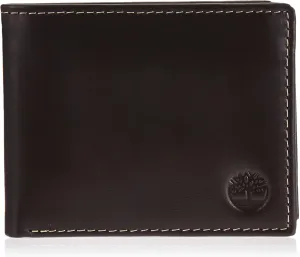Timberland Men's Leather Wallet with Attached Flip Pocket, Brown (Cloudy), One Size