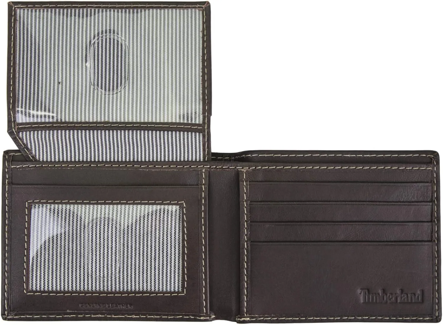 Timberland Men's Leather Wallet with Attached Flip Pocket, Brown (Cloudy), One Size