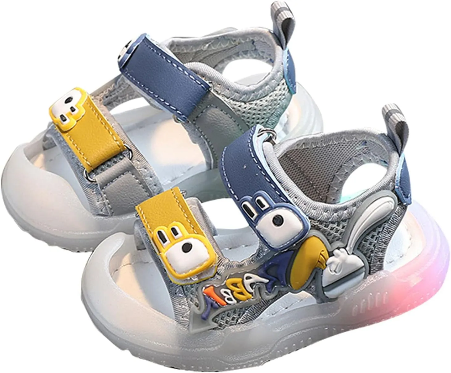 Toddler Boys Jelly Sandals Sole Non Slip Baby Infant Newborn 2 Strap Shoes Adjusted Hook Loop Soft Cute Casual Shoes