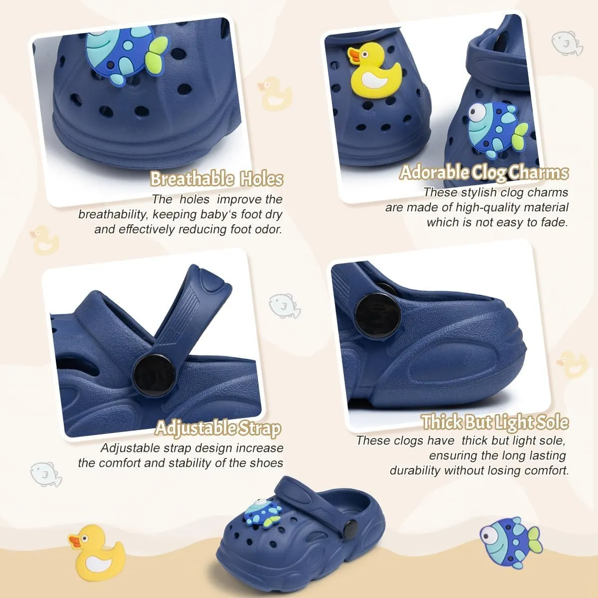 Toddler Cute Garden Clogs Boys Girls Slip On Shoes Summer Lightweight Outdoor Slides Sandals Infant Children Beach Pool Shoes (Toddler/Little Kids)