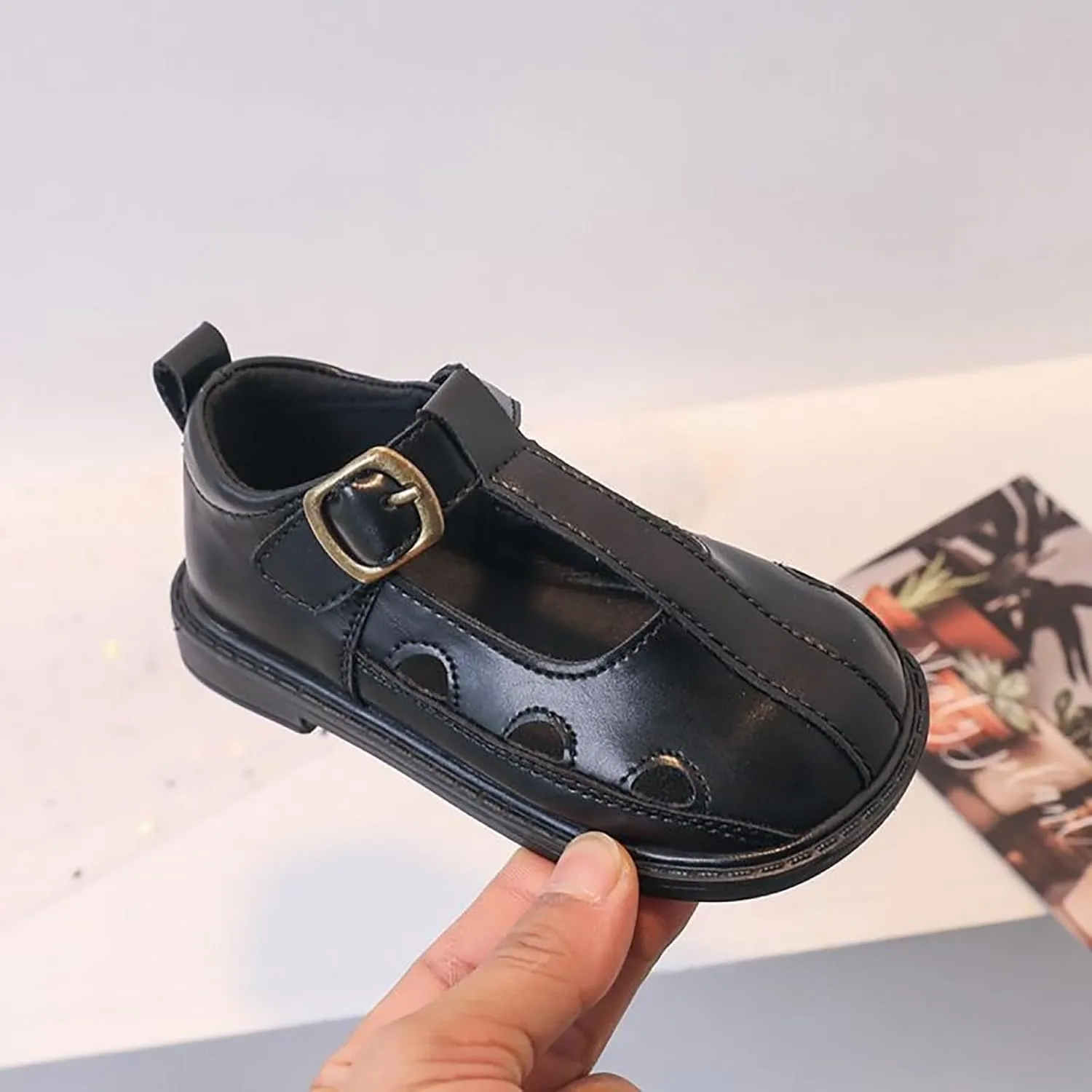 Toddler Girl Mary Jane Dress Shoes Hollowed Slip On Shoes School Oxfor𝐝 Flat𝐬 for Girl Part𝐲 Shoes Girl Cheer Sliders