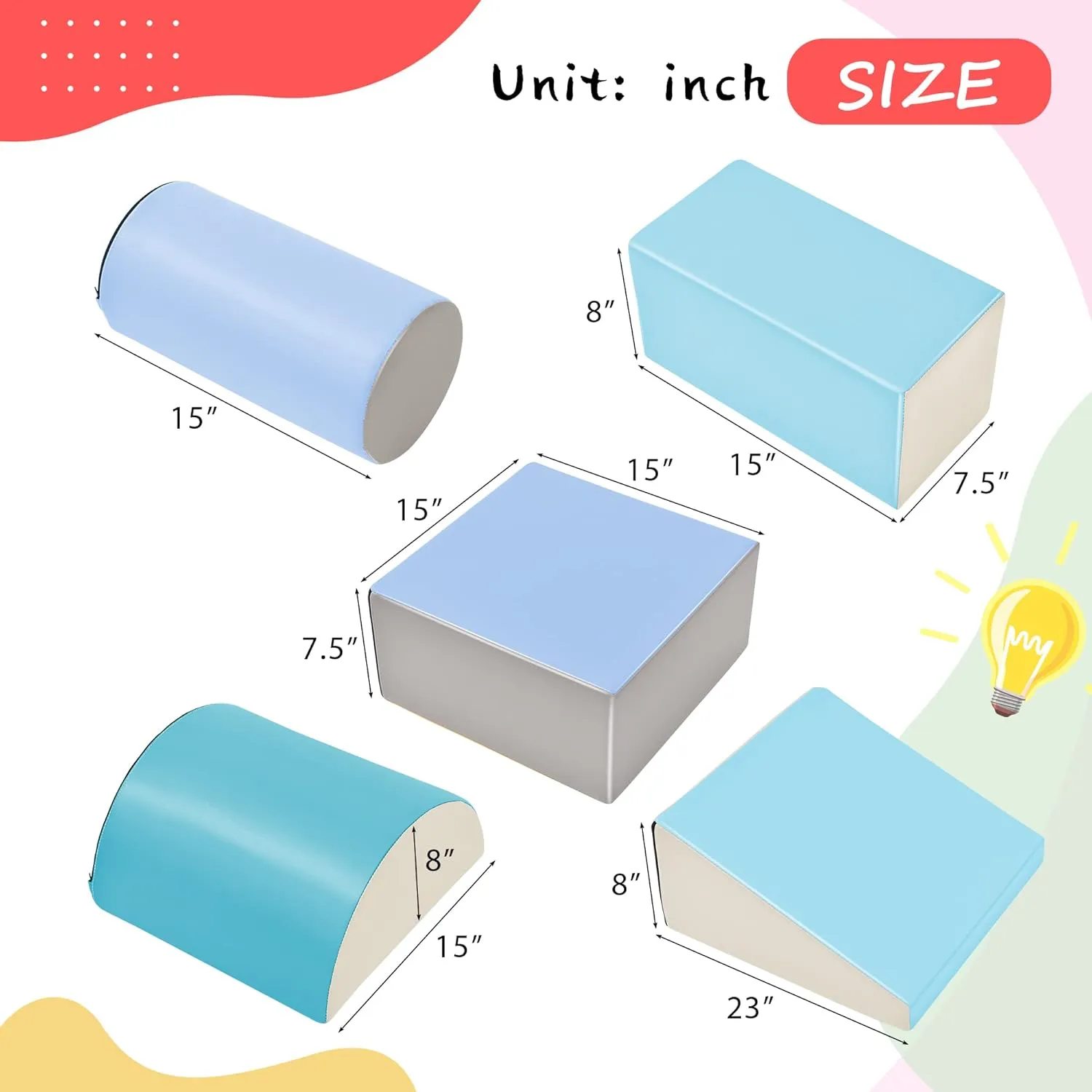 Toddler Indoor Climb and Crawl Activity Playset, 5-Piece Foam Climbing Blocks with Slide Ramp, Safe Indoor Play Gym Equipment for Kids Crawling and Sliding
