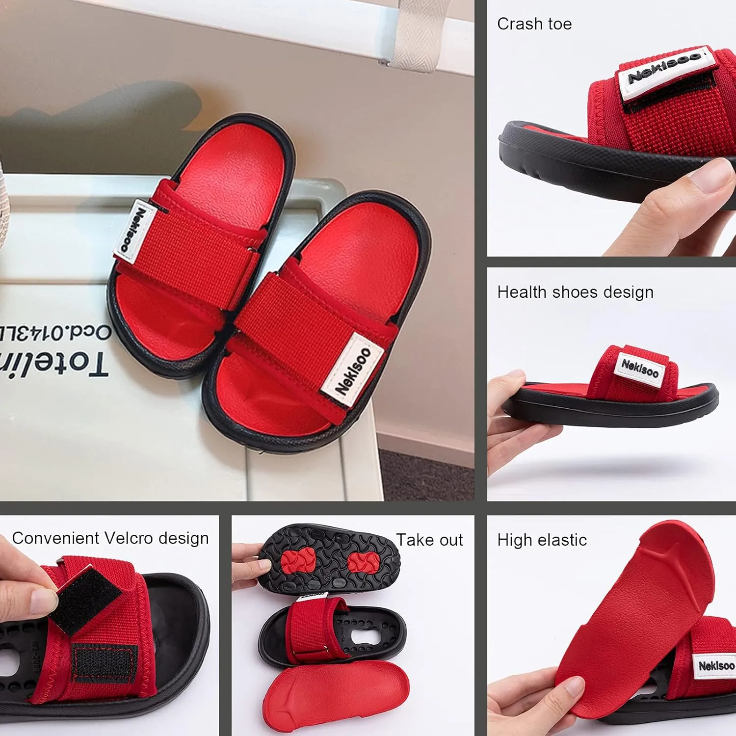Toddler Little Kids Summer Sandals Non-Slip Boy Girl Slide Lightweight Beach Water Shoes Shower Pool Slippers