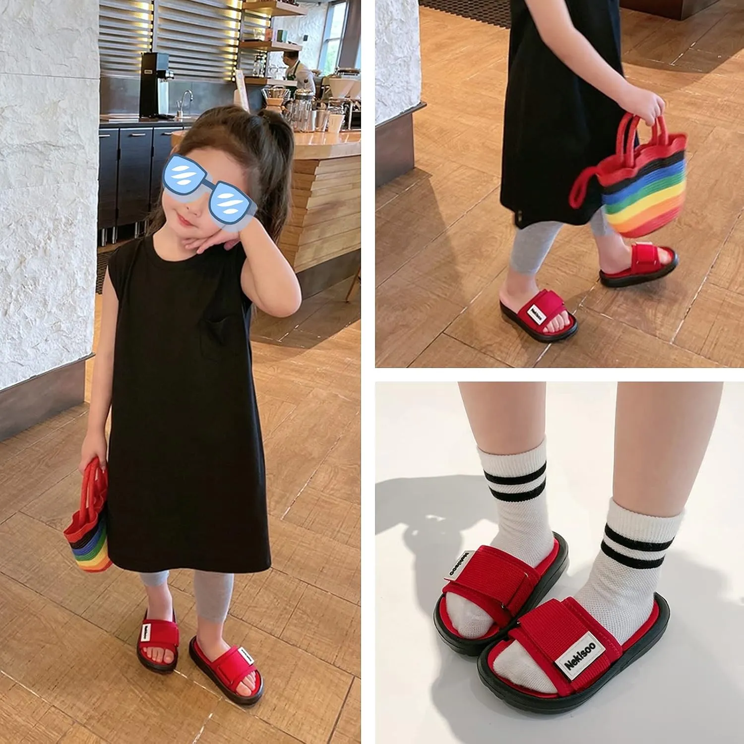 Toddler Little Kids Summer Sandals Non-Slip Boy Girl Slide Lightweight Beach Water Shoes Shower Pool Slippers