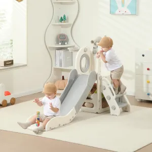 Toddler Slide, 6 in 1 Indoor Foldable Kids Slide for Toddlers Age 1-3, Extra-Long Slide with Basketball Hoop Indoor and Outdoor Baby Climber Playset Playground, Climber Playset with Telescope1