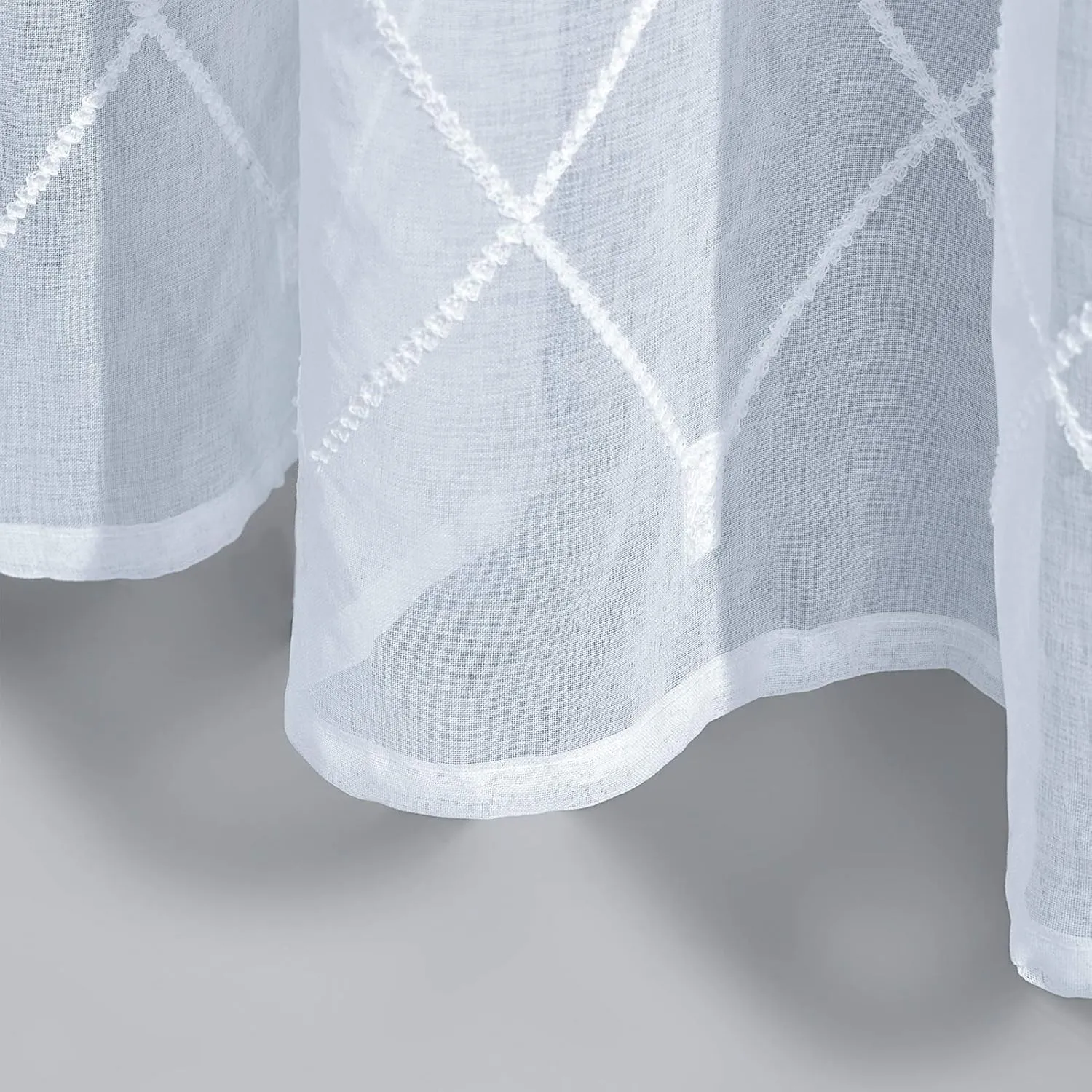 Top Finel Pure Sheer White Curtains 84 Inches Long for Bedroom 2 Panels,Snow-White Lightweight Soft Embroidered Diamond Grommet Window Curtains for Living Room 84 inch Length, Set of 2,54x84