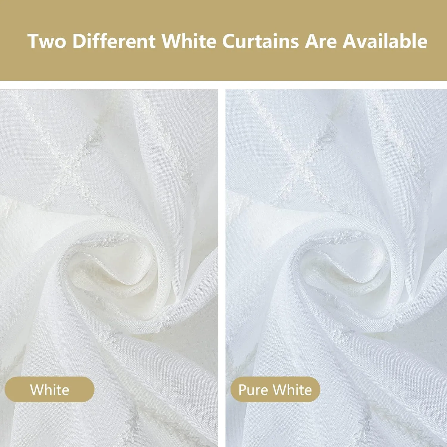 Top Finel Pure Sheer White Curtains 84 Inches Long for Bedroom 2 Panels,Snow-White Lightweight Soft Embroidered Diamond Grommet Window Curtains for Living Room 84 inch Length, Set of 2,54x84