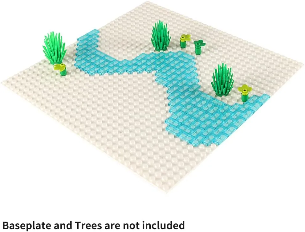 Transparent Light Blue 1×2 Tile ×700 Parts and Pieces Flat MOC Bricks, Bulk Building Blocks for Smooth Surface Wall Floor, Toy Accessories Compatible with Major Brands