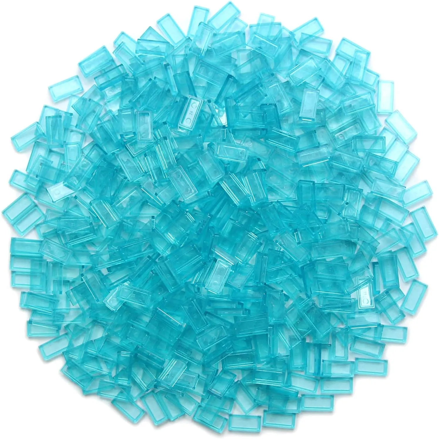 Transparent Light Blue 1×2 Tile ×700 Parts and Pieces Flat MOC Bricks, Bulk Building Blocks for Smooth Surface Wall Floor, Toy Accessories Compatible with Major Brands